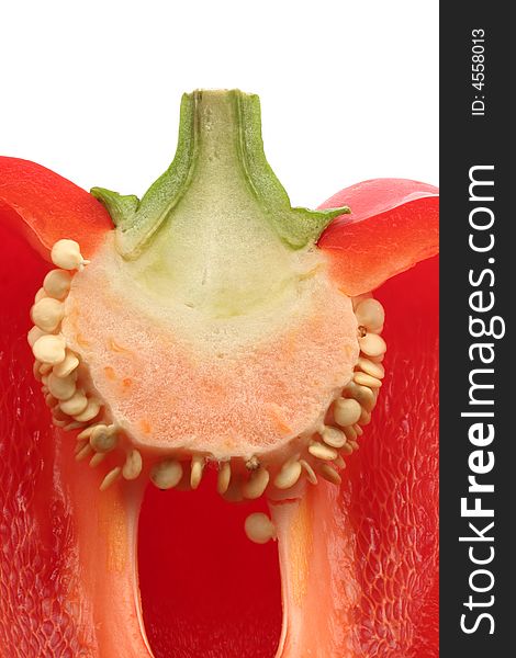 Red pepper cut on white background