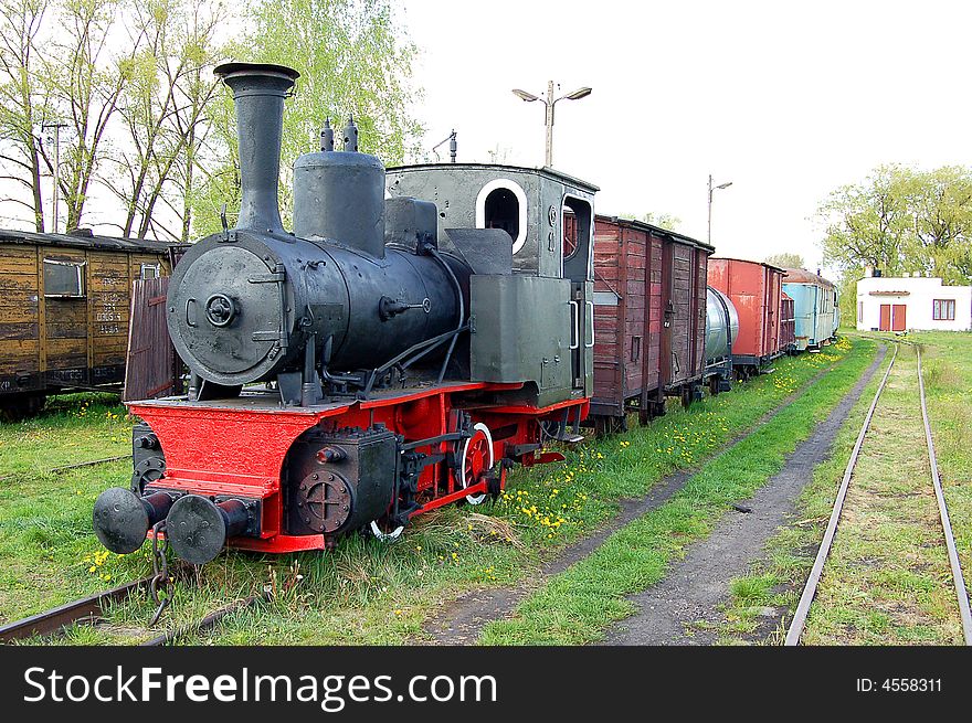 Steam train with blue sky