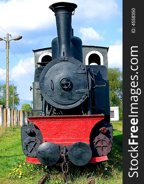 Steam train with blue sky