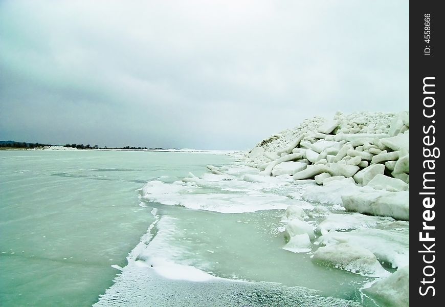 Snow near the Azov sea. Snow near the Azov sea