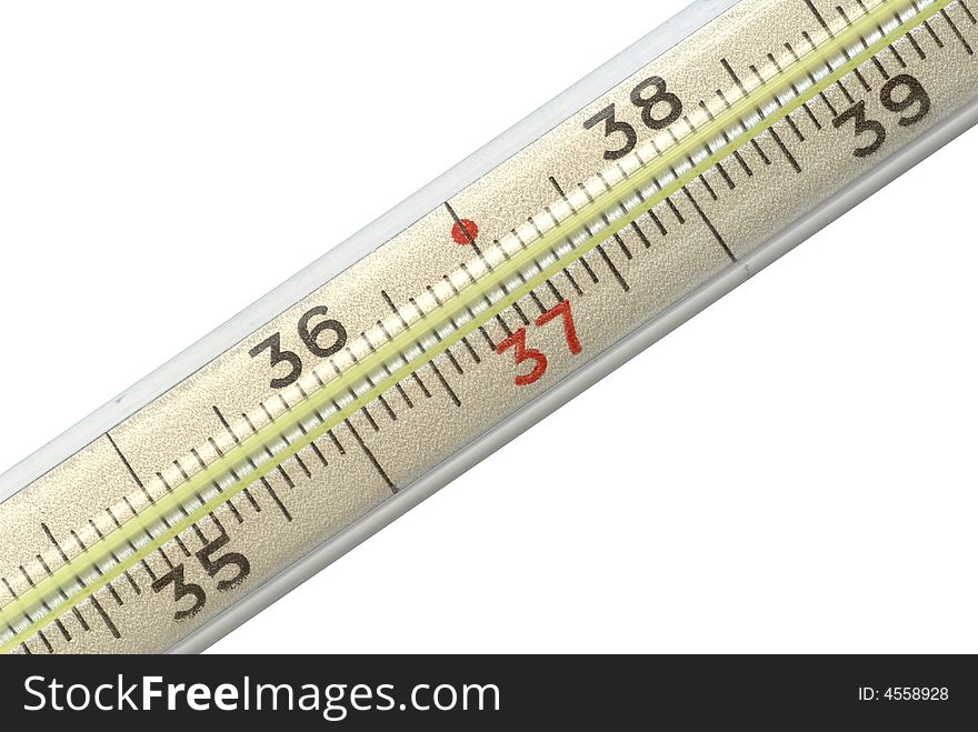 Medical centigrade thermometer isolated over white