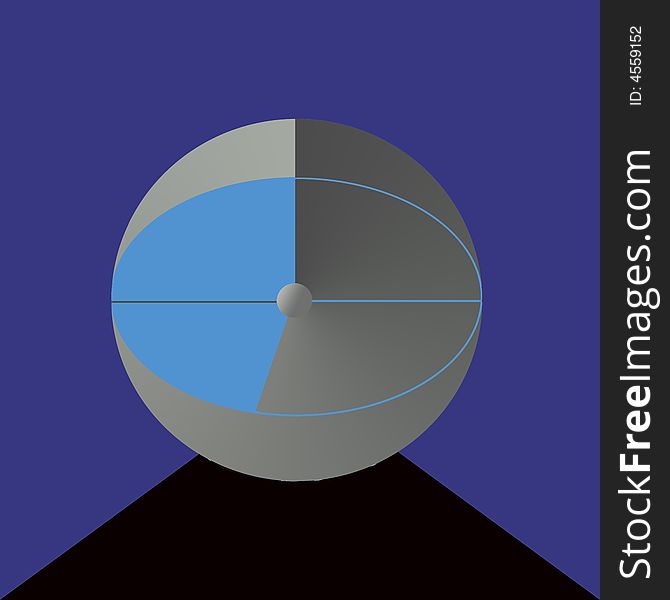 Geometrical figure - sphere on the blue background