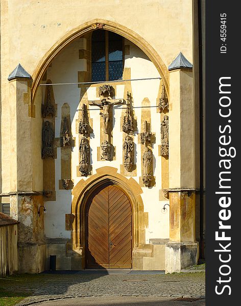 Church gate of the conventual church in Blaubeuren near Ulm, South-Germany
