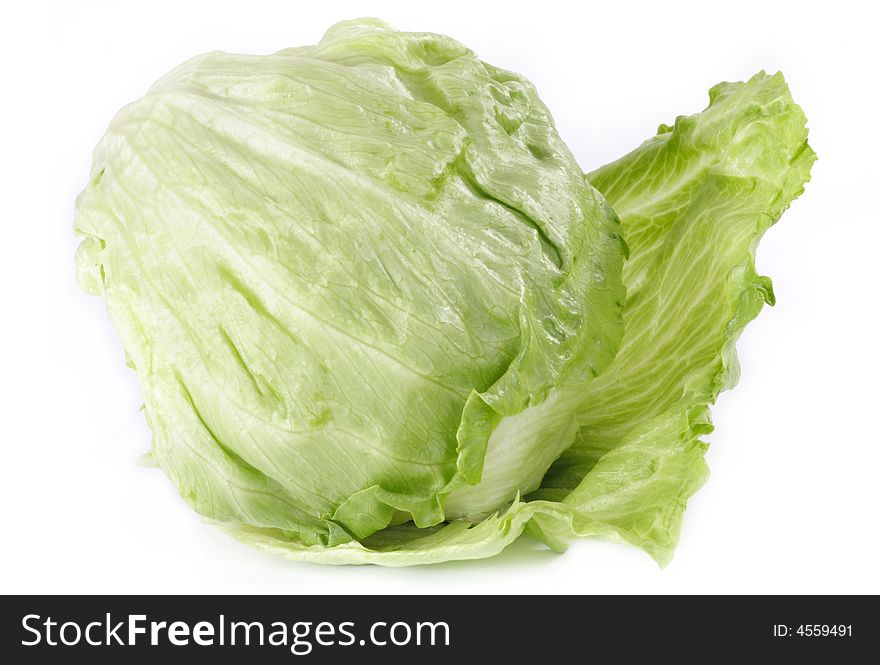 Green salad on the white background