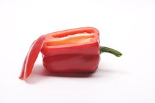 Red Bell Pepper With Side Sliced Away. Stock Images
