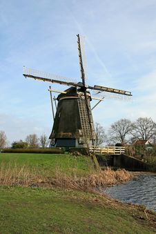 The Windmill In Dutch Countryside Stock Images