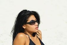 Woman With Sunglasses On The Beach Royalty Free Stock Photo Woman With Sunglasses On The Beach Royalty Free Stock Photo