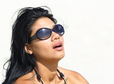 Woman With Sunglasses On The Beach Royalty Free Stock Photo Woman With Sunglasses On The Beach Royalty Free Stock Photo