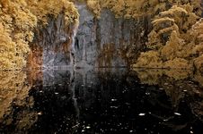Infrared Photo – Lake, Rock, Reflection And Tree Stock Photo Infrared Photo – Lake, Rock, Reflection And Tree Stock Photo