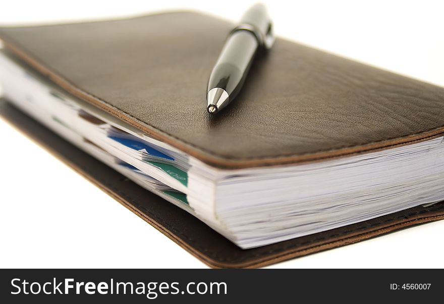 Business notebook isolated on background. Business notebook isolated on background