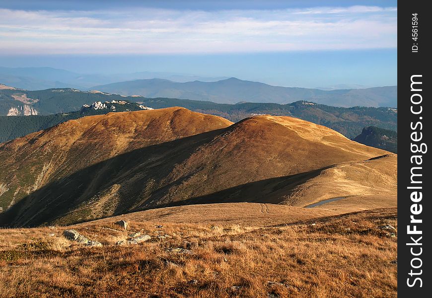 Ratei mountain has 2041 m altitude, in Leaota mountains of Carpathian ridge. Ratei mountain has 2041 m altitude, in Leaota mountains of Carpathian ridge