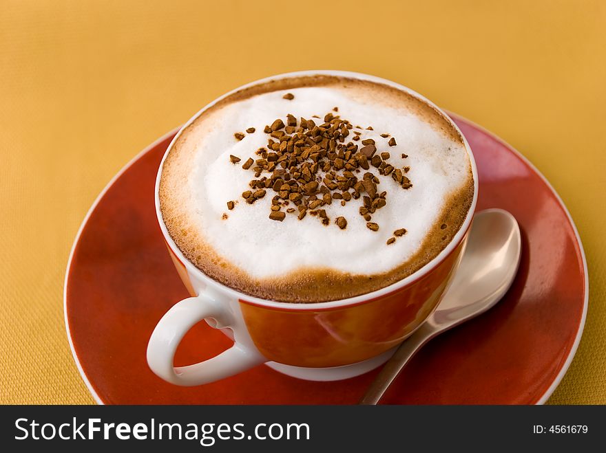 A Cup Of Cappuccino With  Decoration