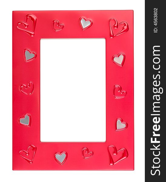 Red decorative frame isolated with 2 clipping paths over white background. Red decorative frame isolated with 2 clipping paths over white background