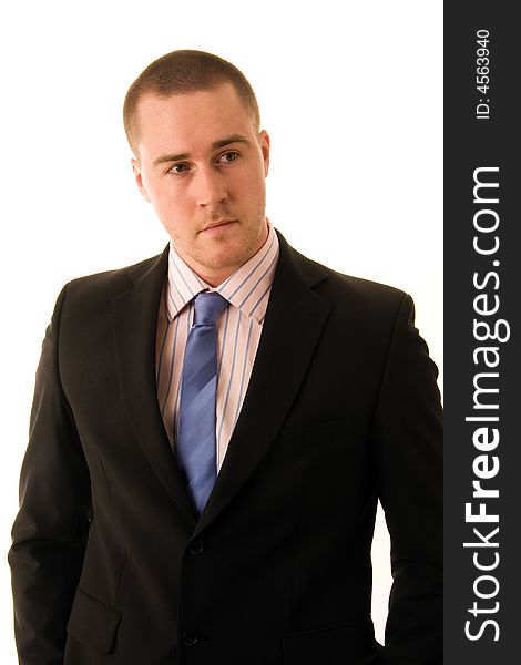 Portrait of a young businessman on white background