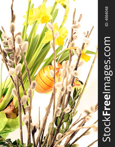 Easter floral arrangement on a withe background. Easter floral arrangement on a withe background.