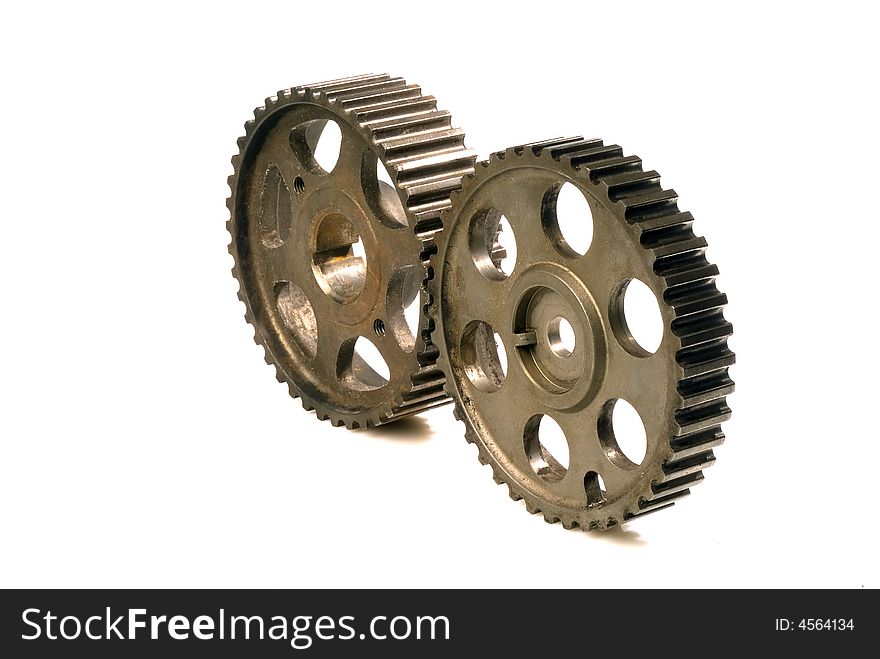 Two cogwheels isolated on white. Two cogwheels isolated on white
