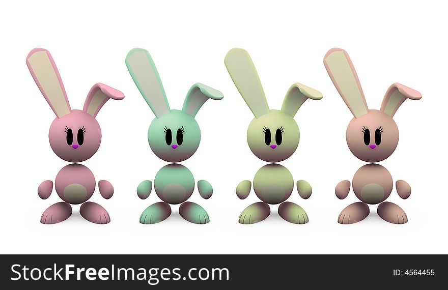 Little rabbits - isolated illustrations on white background