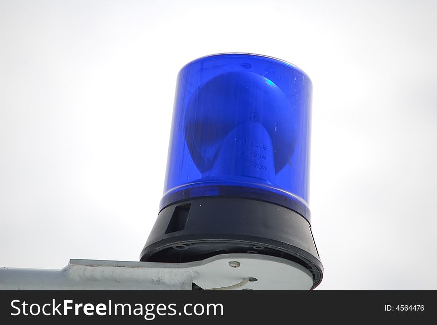 Blue flashing light on a rescue boat. Blue flashing light on a rescue boat