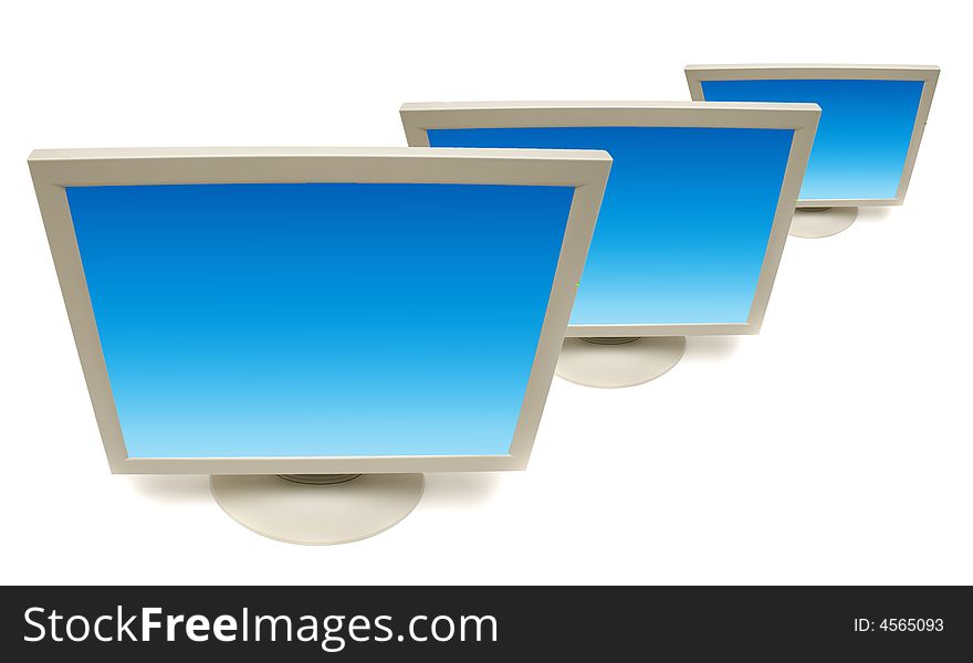 Computer monitor isolated on white