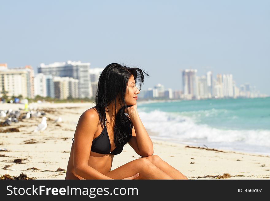 Woman at the Beach with a blurry background. Woman at the Beach with a blurry background