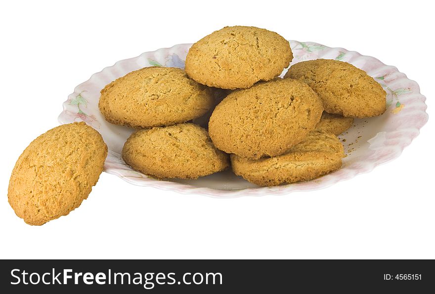 Oat cookies, isolated on white, clipping path included.