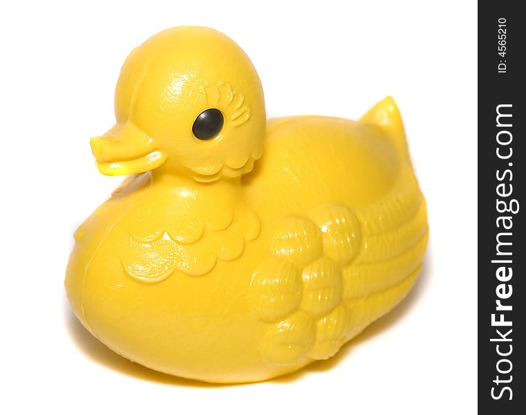 Yellow duck isolated on white background