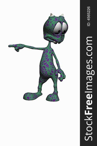 Digital render of cartoon alien