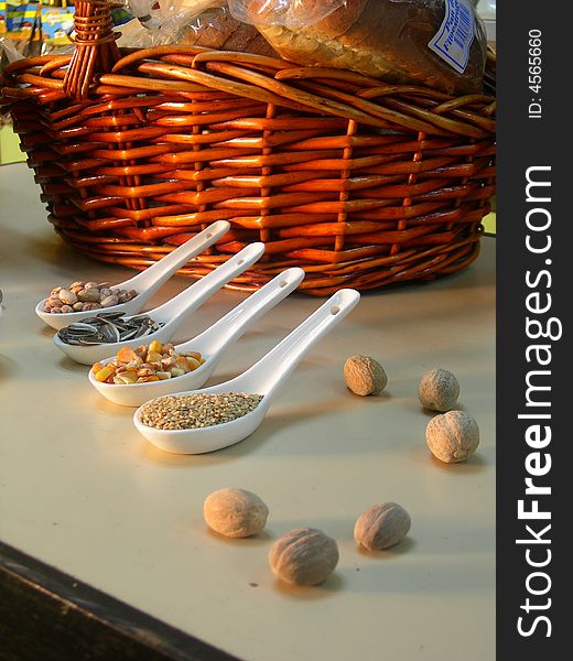 Dried beans and grains in a natural products store.