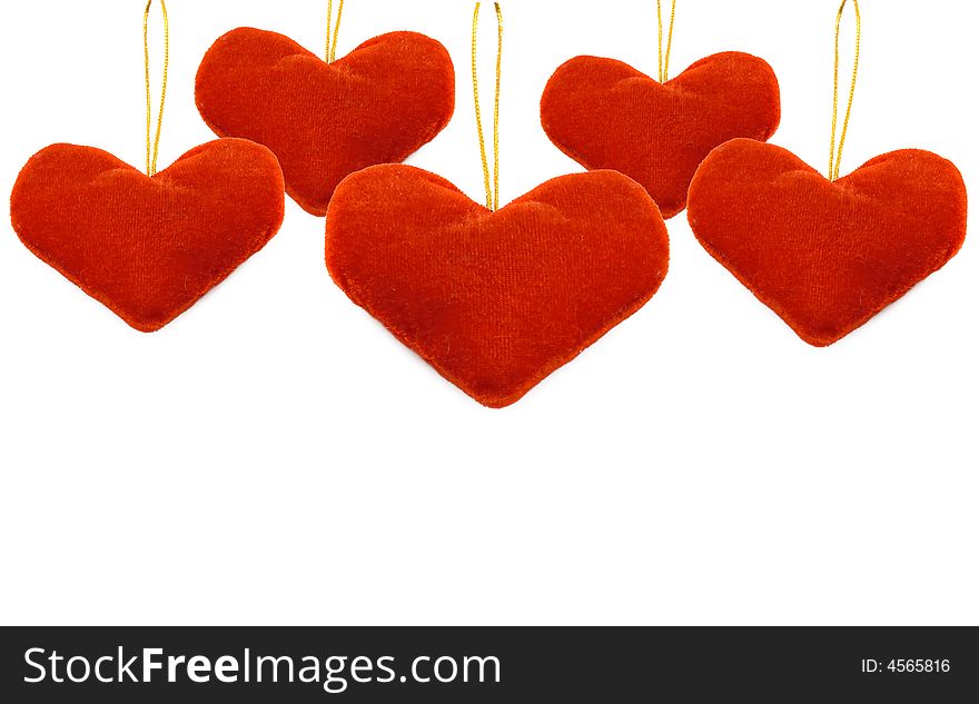 Red Hearts Isolated On White