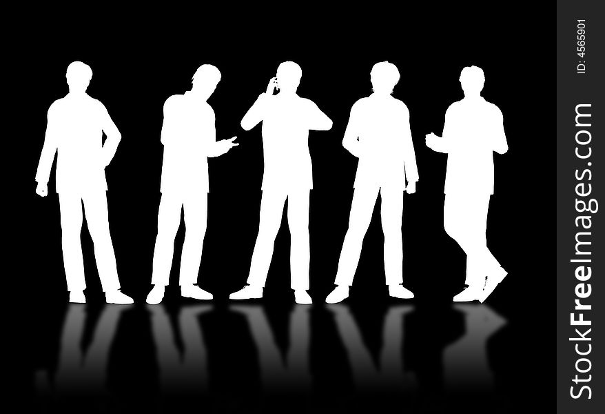 Businessmen silhouettes in different poses and attitudes