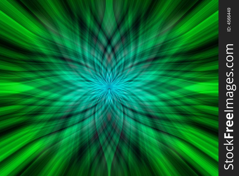 Curved lines of green and pale blue light on black background. Curved lines of green and pale blue light on black background.