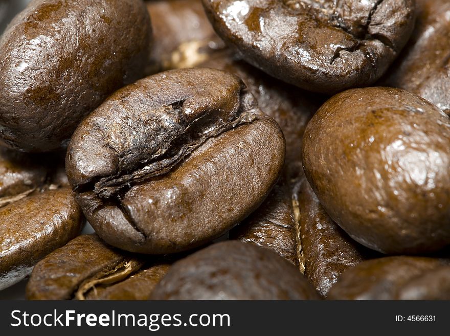 Nice coffee beans close up shot