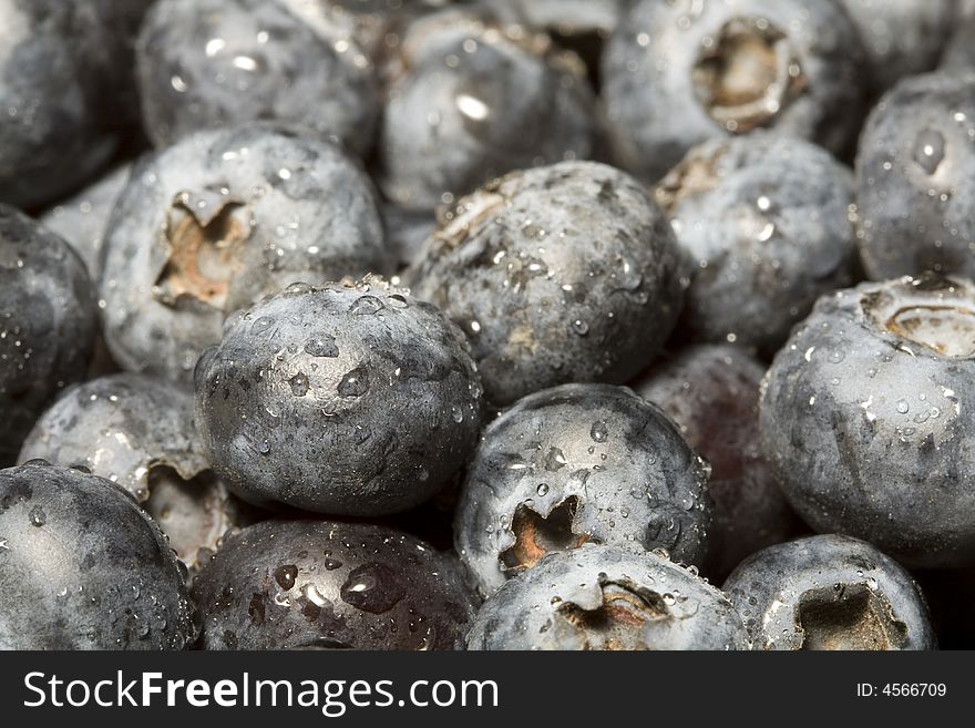 Fresh Blueberry With Water Dro