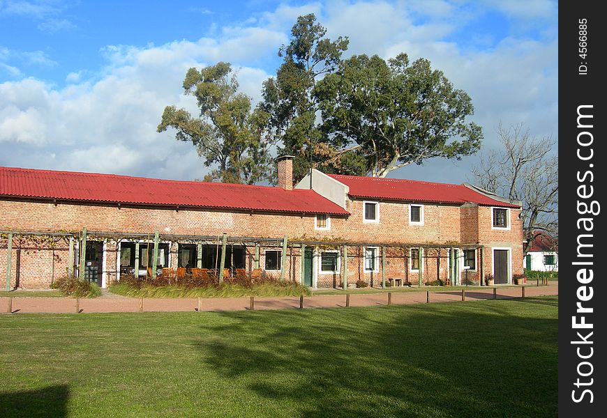 Rural Cottage, fields and sky