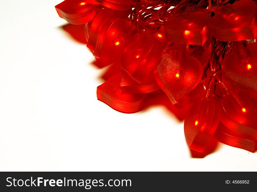 Electric lamps hearts bunch over white background. Electric lamps hearts bunch over white background