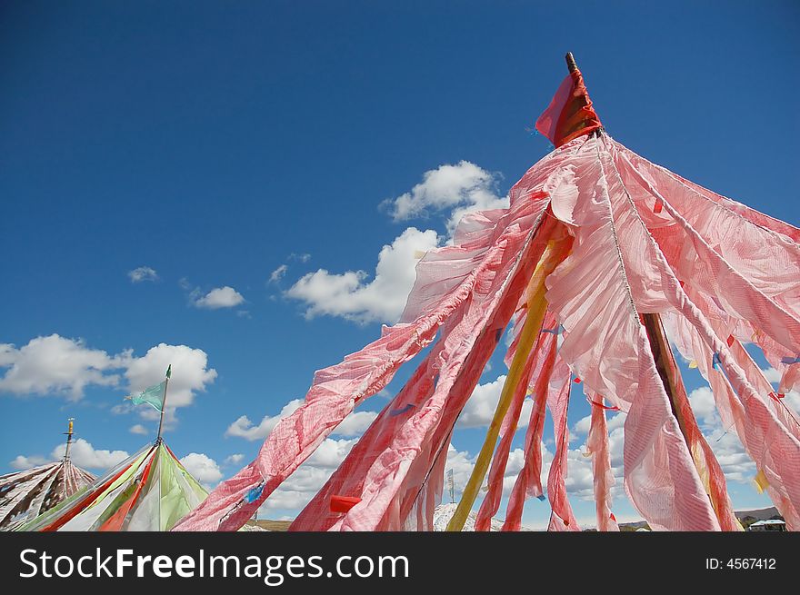 Buddhistic flags in tibet,china