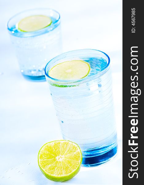 Cool and refreshing drink with a slice of lime