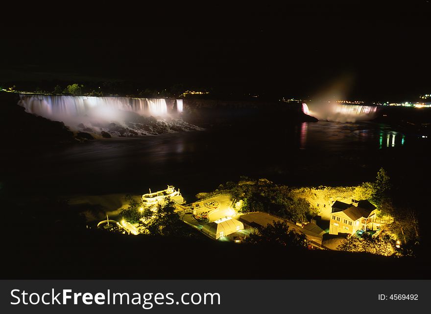 The Niagara great falls night light up landscape in Canada-26
