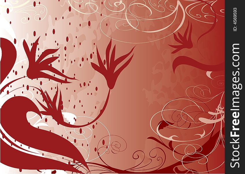 Beautiful flowers abstract on red background