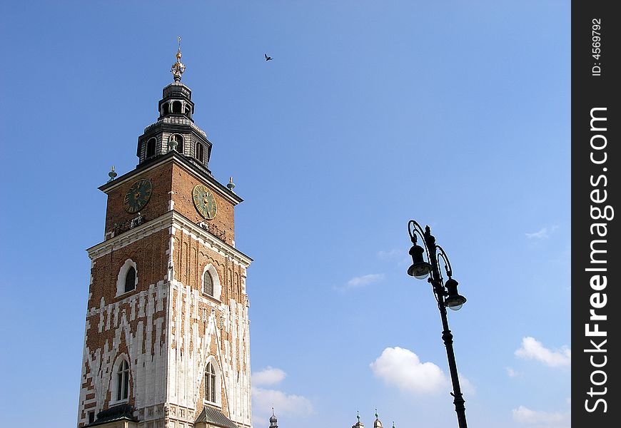 The tower Town hall on the main market in the Cracow.