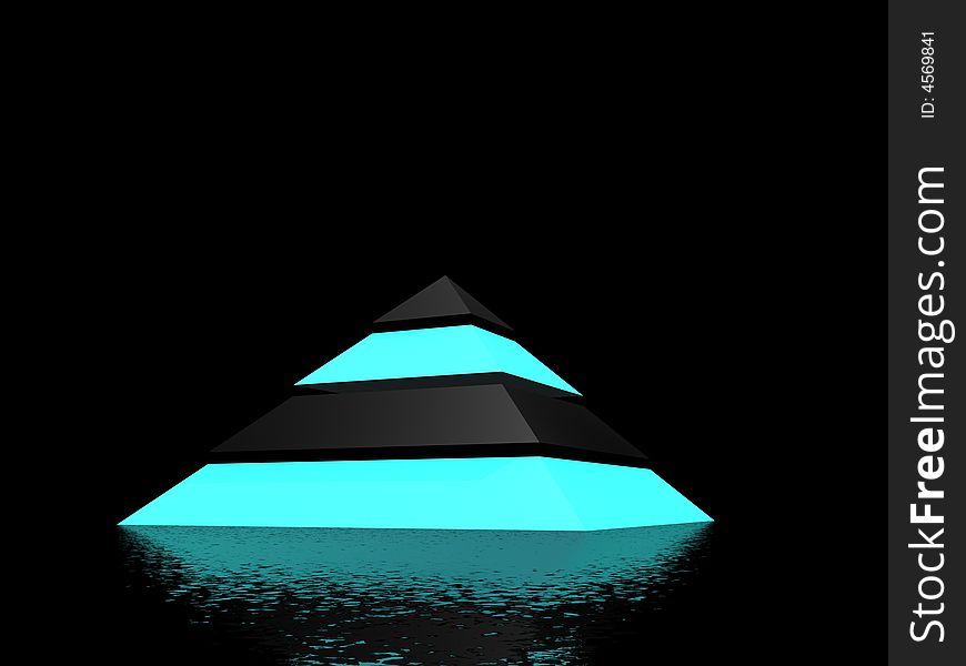Double color pyramid - cyan and black. EMO style