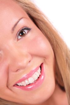 Blonde Girl Face Close-up Stock Photo