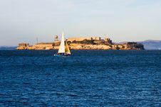 Sail Boat Next To Alcatraz Island Stock Images Sail Boat Next To Alcatraz Island Stock Images