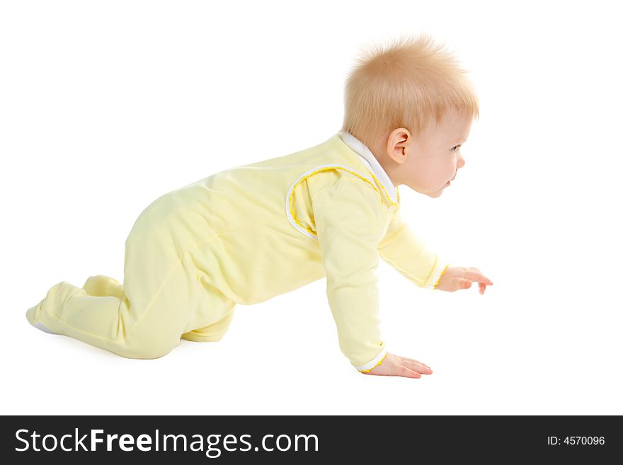 Boy at the age of 7 months isolate on white