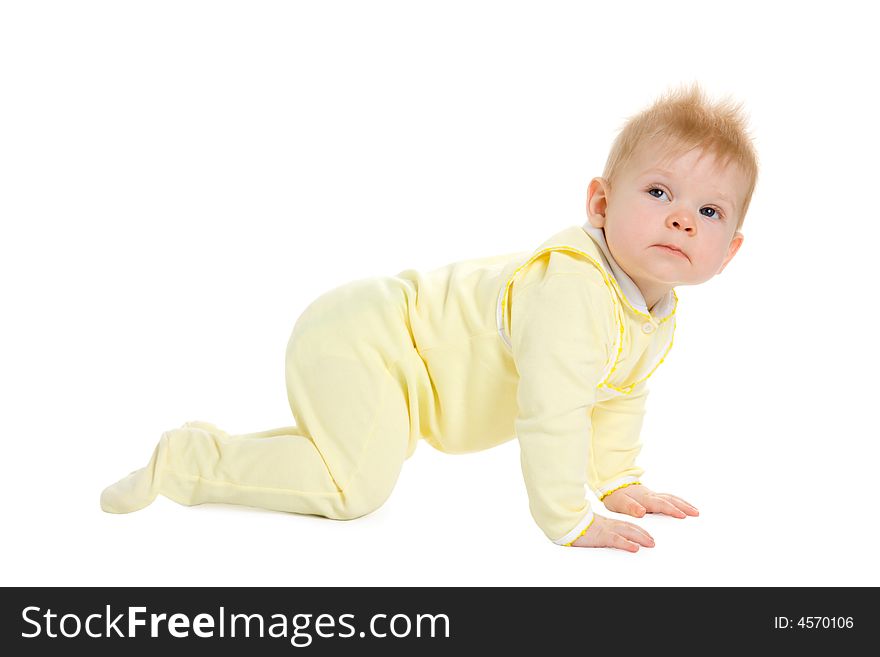 Boy at the age of 7 months isolate on white