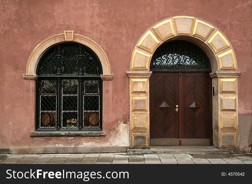 An aged door and window in old-town Warsaw. An aged door and window in old-town Warsaw