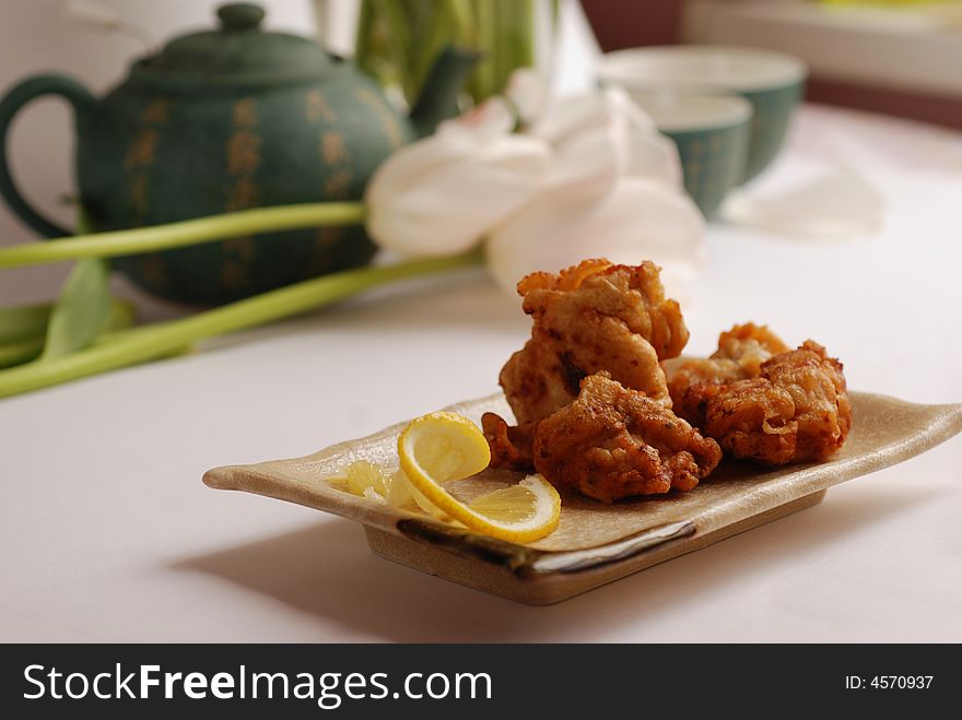 Fried chicken strips on a plate