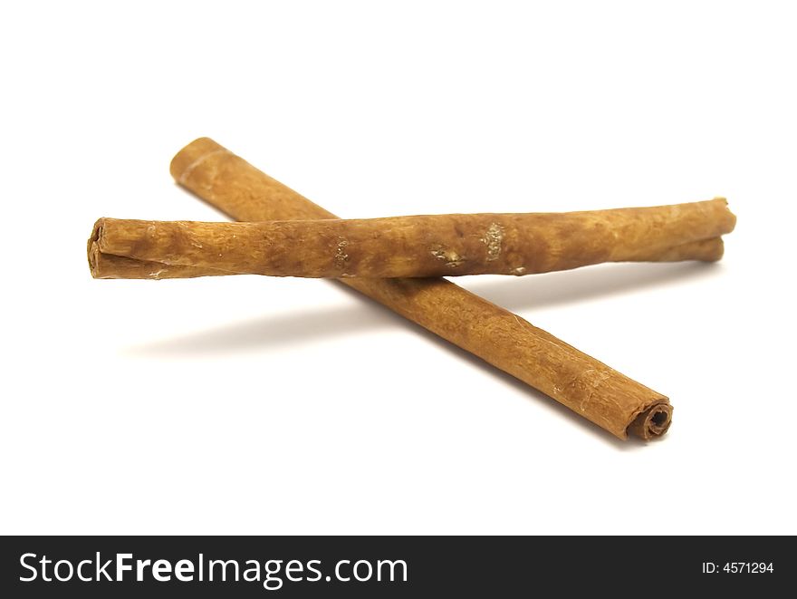 Cinnamon Sticks On White