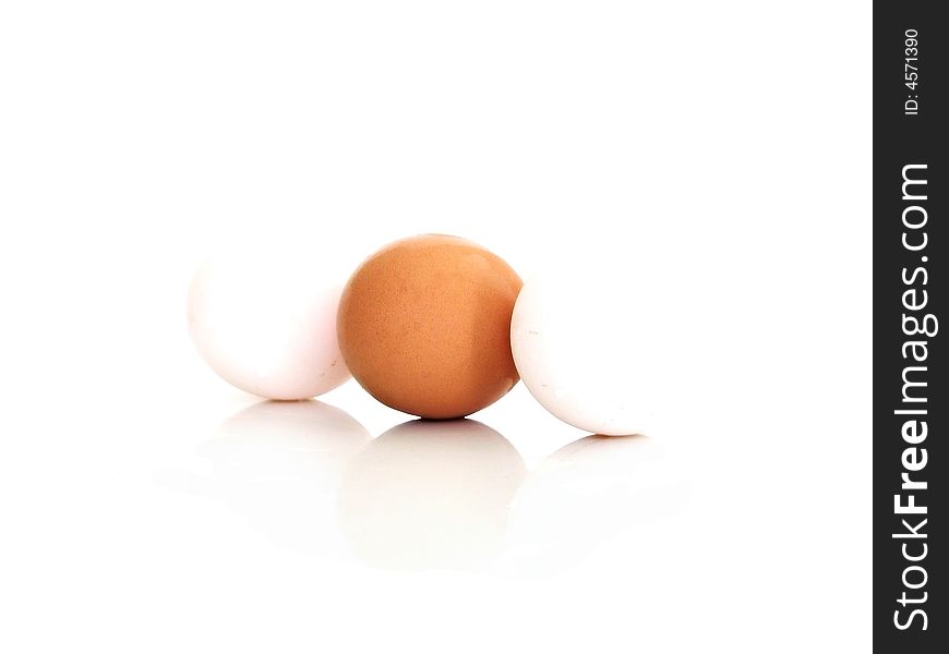 Three eggs isolated on a white background. Three eggs isolated on a white background.