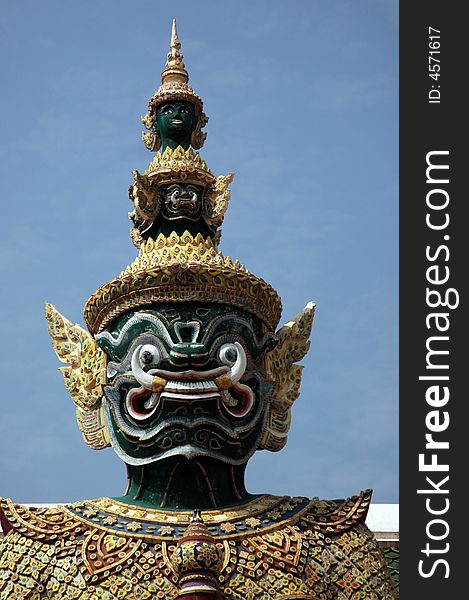 Head Of Guardian Demon At The Grand Palace.